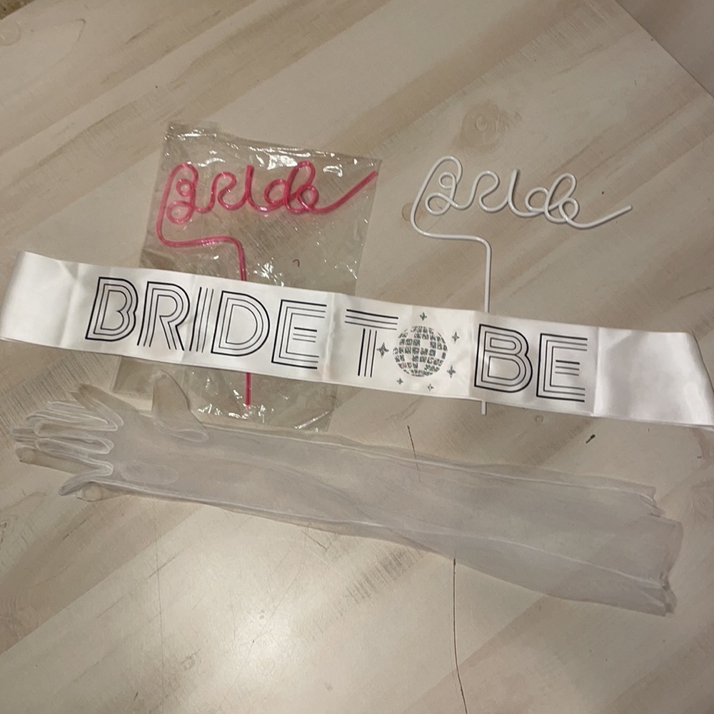 Bachelorette Party Disco Themed Sash / Bride to Be  / Bridal gloves/ straw